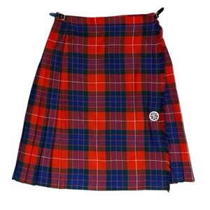Vintage Scottish Plaid Red Wool Tartan Plaid Classic Traditional Skirt Kilt Sz M